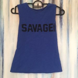 Deep blue savage barbell tank